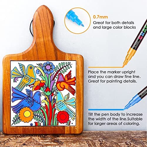 Acrylic Paint Pens,Emooqi 24 Acrylic Paint Markers Paint Pens Marker Pens for DIY Craft Projects Waterproof Paint Art Marker for Rock Painting Ceramic Glass Canvas Mug Wood Metal-0.7mm fine tip