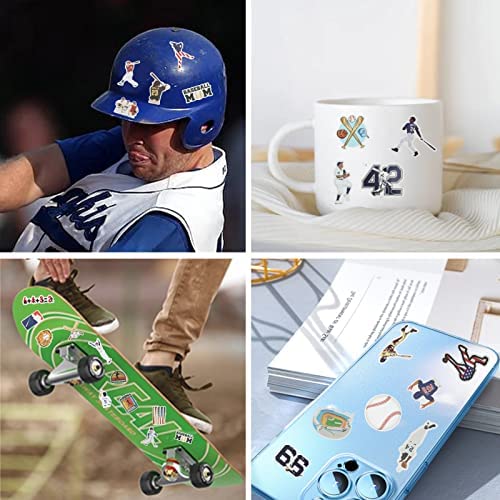 Baseball Stickers 100 Pack, Perfect Sports Baseball Stickers and Decals Gift for Kids Boy Girl Teen, Aesthetic Waterproof Baseball Stickers for Water Bottles Scrapbooking Notebook Laptops Helmet