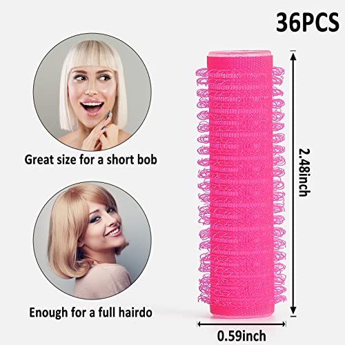 36 PCS Small Size Hair Roller-Self Grip Hair Curler Mini Sized Hairdressing Tools, Salon Curly Style for Short Hair, Pack of 36 Small 0.6 Inch (Pink)