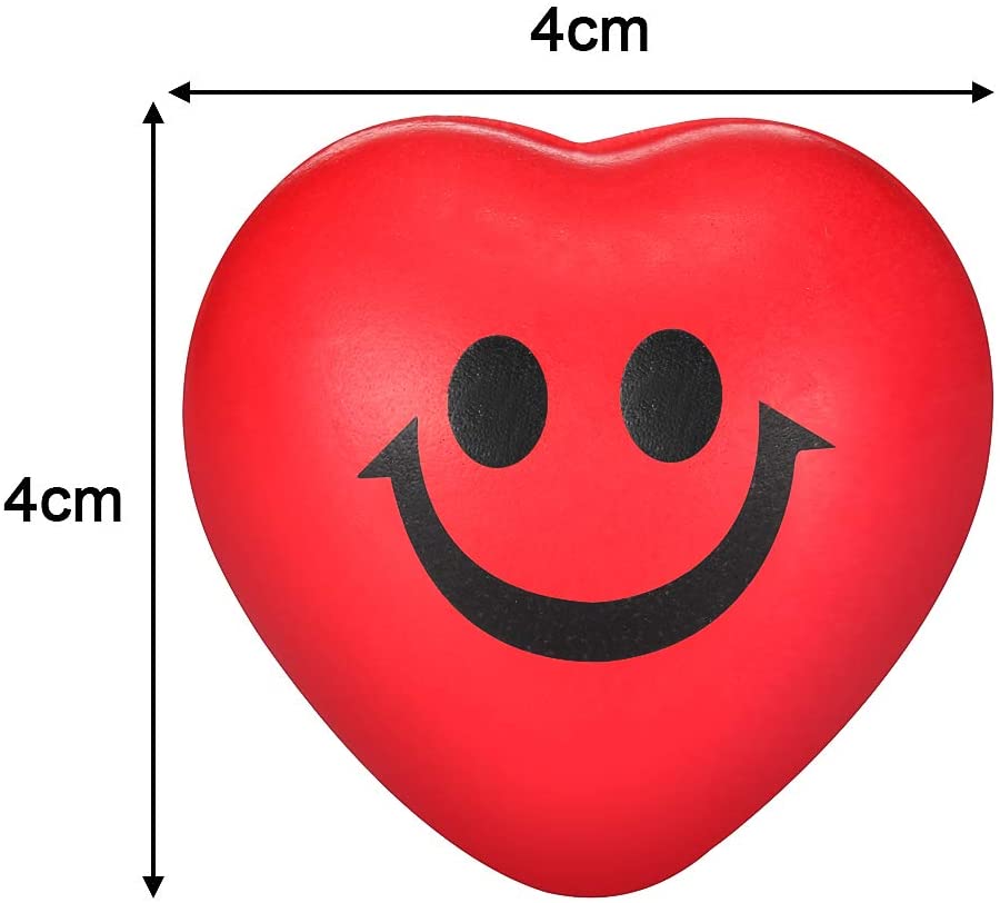 30 Pieces Heart Smile Funny Face Stress Balls, Mini Foam Ball, Stress Relief Smile Balls for School Carnival Reward, Valentine Party Bag Gift Fillers