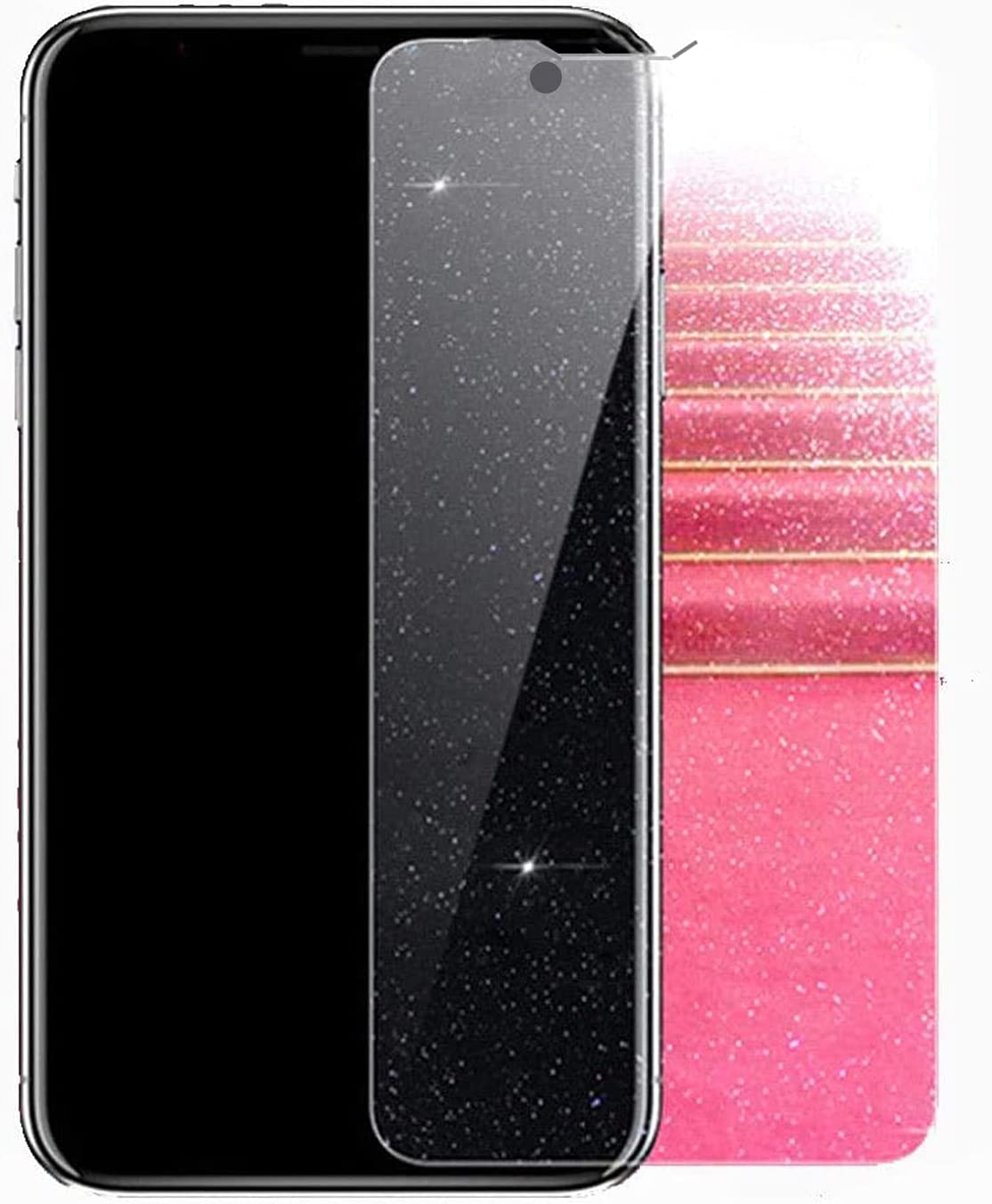 WIRIXSYD 2PCS Glitter Screen Protector Compatible with iPhone 14 Plus/iPhone 13 Pro max, Diamond Bling Shiny Sparkling Tempered Glass Suit for iPhone 13 pro max 6.7 Inch/iPhone 14 Plus 6.7 Inch