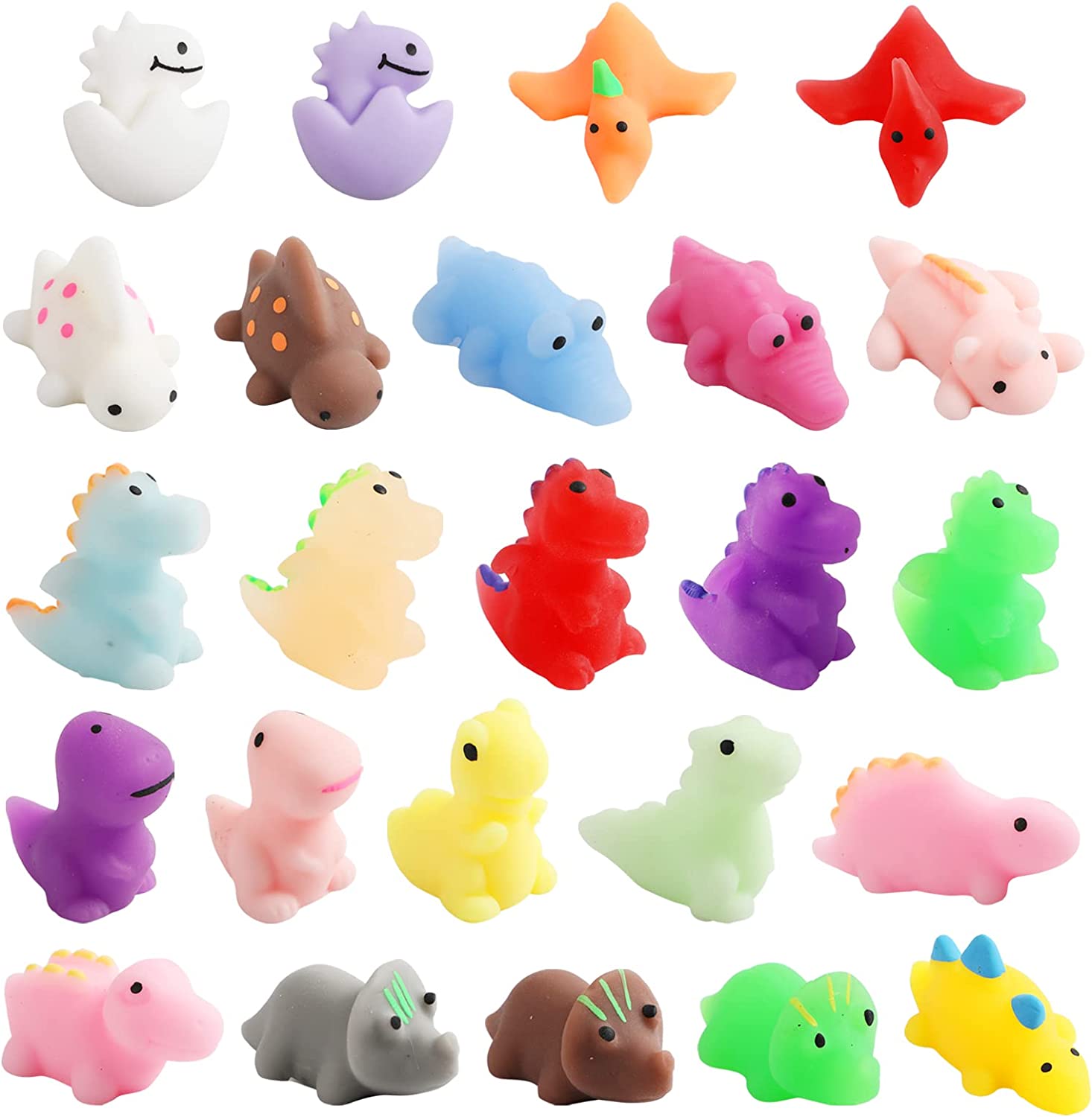 Mochi Squishy Toys, 24 pcs Dinasaur Squishy Animal Party Favors for Kids Classroom Prize Stress Relief Squishies Bulk Gift for Birthday Pinata Goodie Bag Filler Christmas Stocking Stuffers Easter