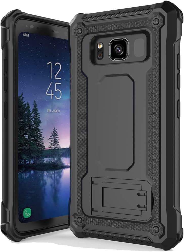 anccer Armor Series for Samsung Galaxy S8 Active Case with Kickstand Anti Shock Dual Layer Anti Fingerprint Protective Cover for Galaxy S8 Active (Not Fit for Galaxy S8) - Black