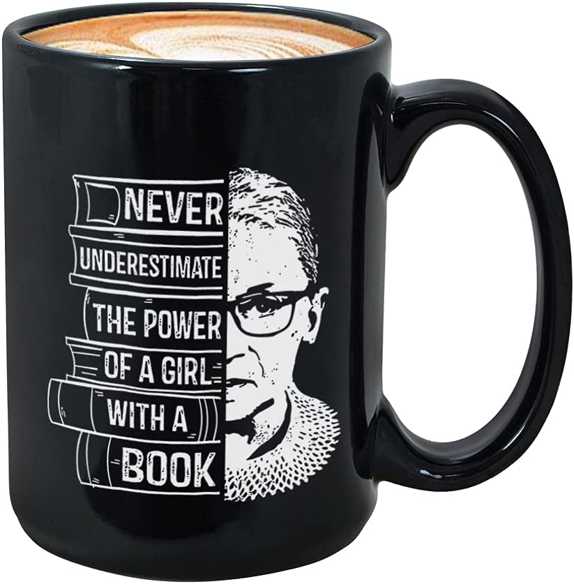 Book Lover Coffee Mug 15Oz Black, Never Underestimate A Girl With A Book Readers