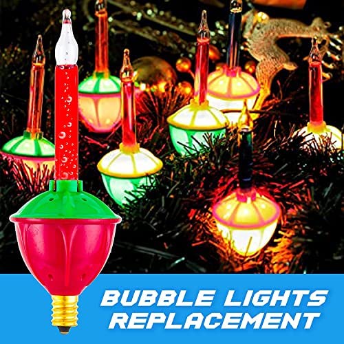 8 Pack Replacement Bubble Lights Bulbs Red Green Yellow Orange Bubble Lights for Christmas Tree Fluid Light C7/E12 Candelabra Base Christmas Light Bulbs