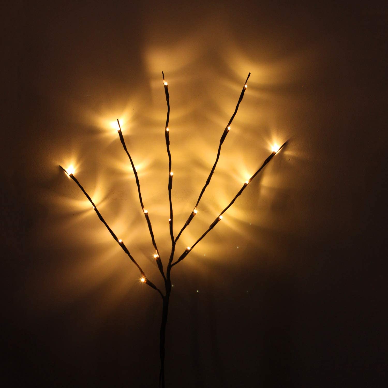 6 Pack LED Branch Lights Battery Powered Decorative Lights Willow Twig Lighted Branch for Home Decoration -30 Inch 20 LEDs (Warm White)