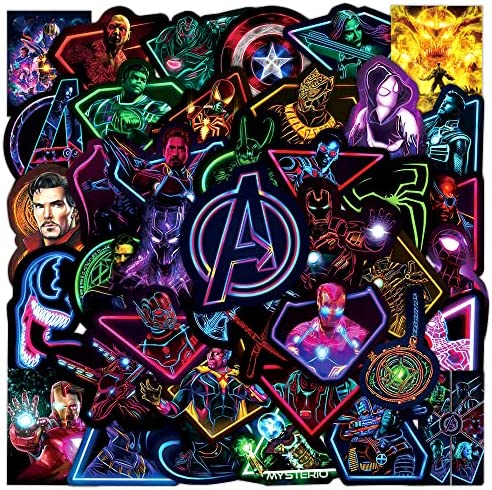 Laptop Skin Noctilucent Marvel Avengers Stickers Superhero-100Pcs Comic Dark Waterproof Graffiti Stickers Water Bottle Vinyl Sticker Decals to Teens Boys Girls Adults (Laptop Skin)