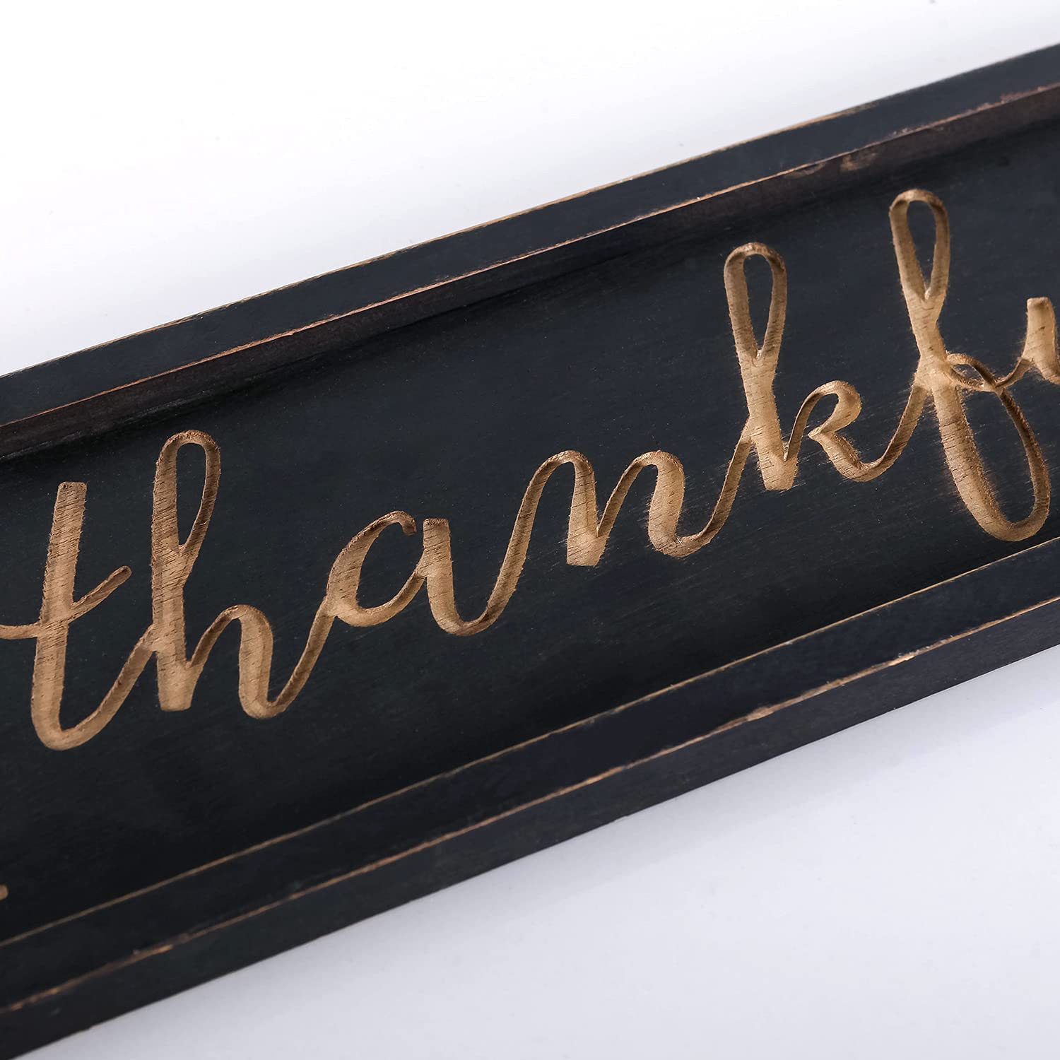 NIKKY HOME Thankful and Blessed Carved Wood Framed Wall Plaque Sign with Inspirational Quote, 36