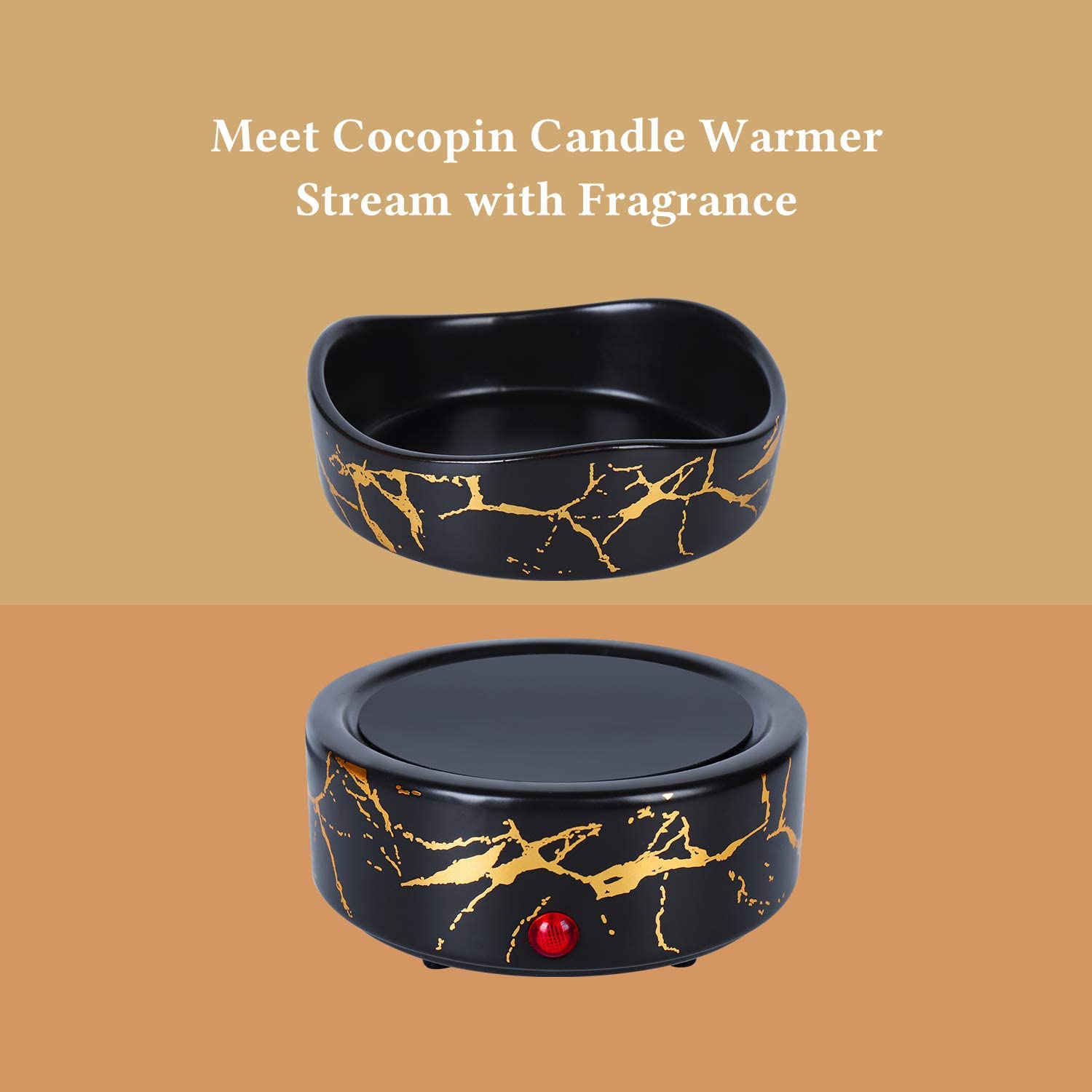 Cocopin 2-in 1 Luxurious Wax Melter, Electric Candle Warmer, 100% Safe, No Flame, Wick or Soot, Bold Gold D?cor (Bold Gold)