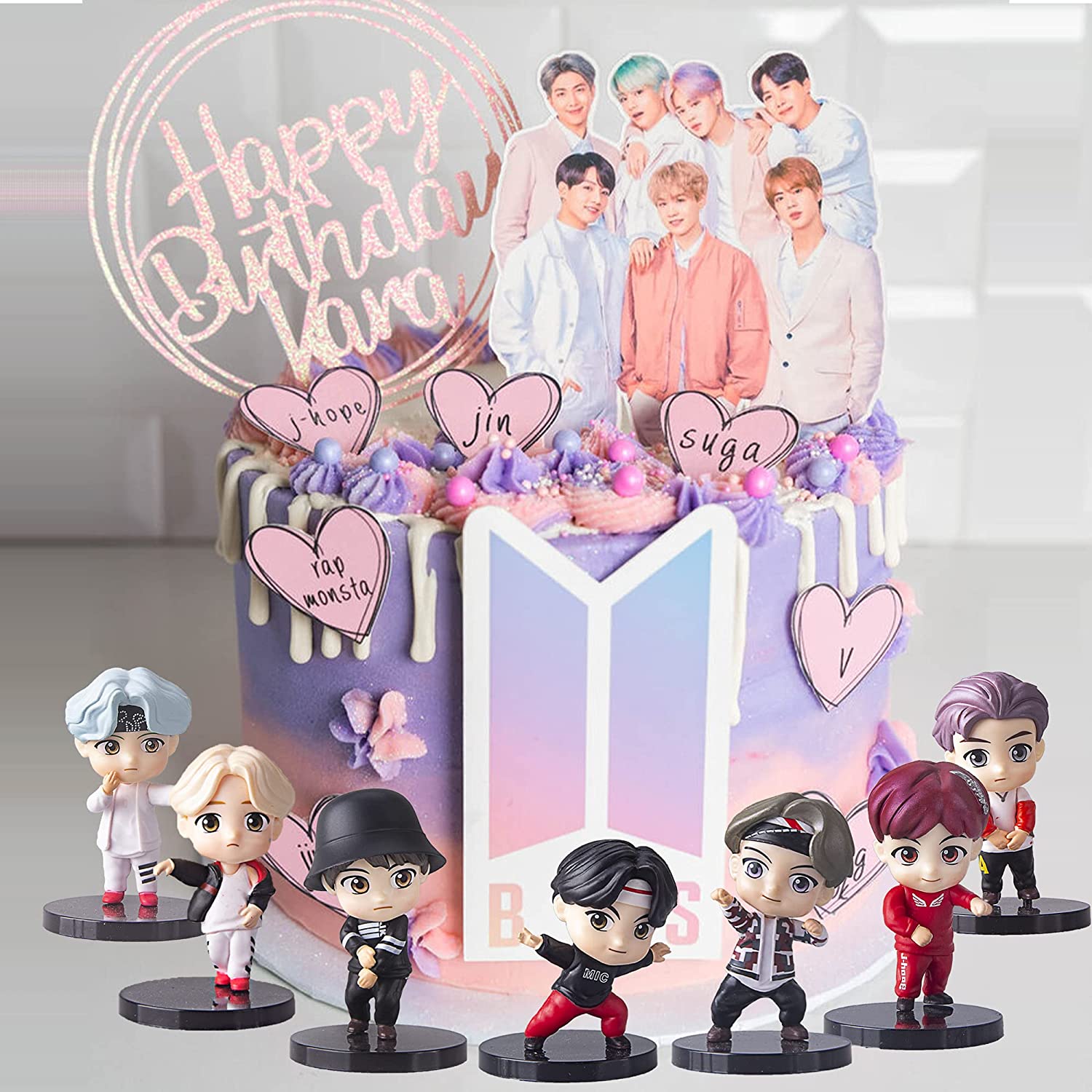 7 PCS B^TS Collection Figure Toy Set for Cake Topper B^TS Party Supplier Premium Cake Toppers and Party Decoration for B^TS party supplier