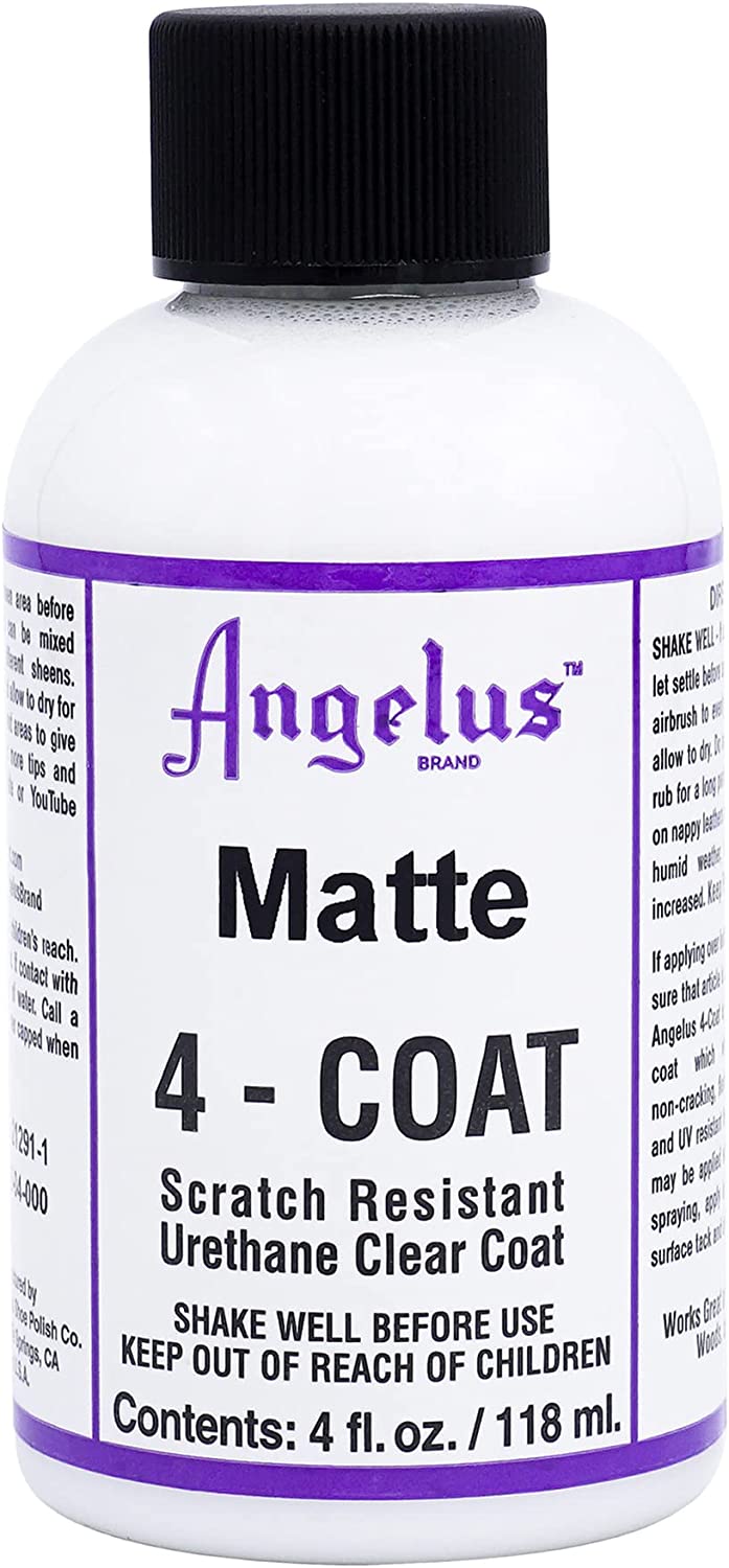 Angelus 4-Coat Leather Clear Coat Finisher Matte 4oz- Scratch Resistant
