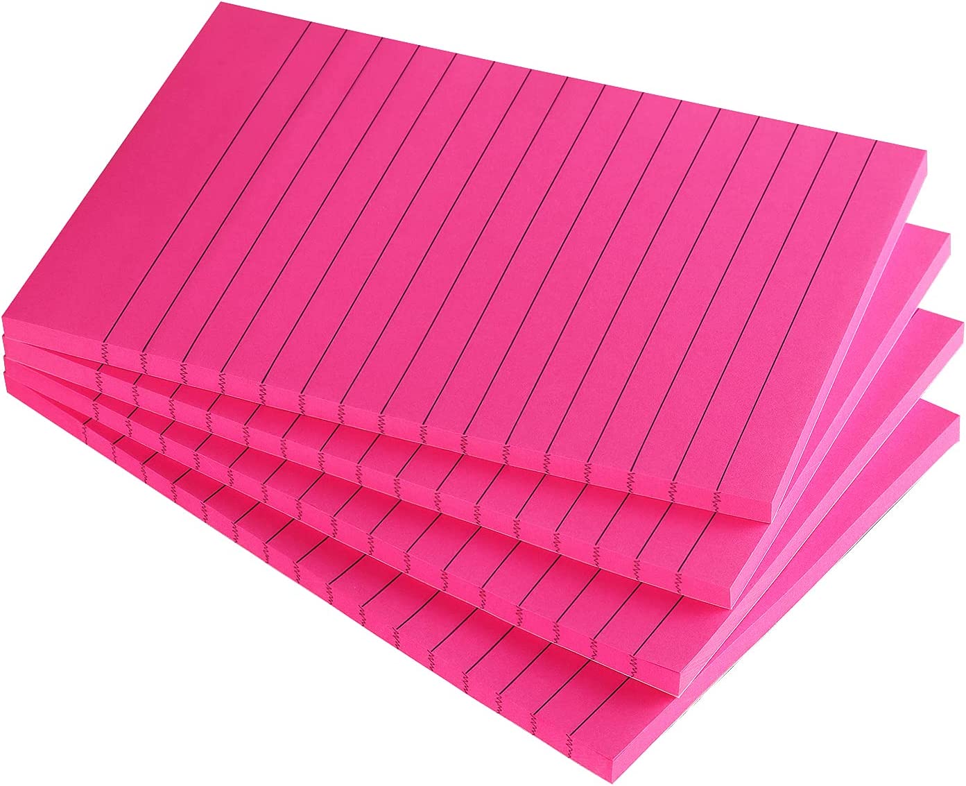 4x6 Lined Sticky Notes Bright Ruled Post Stickies Strong Adhesive Memo Pads, 4 Pads/Pack, 45 Sheets/Pad (Rose)