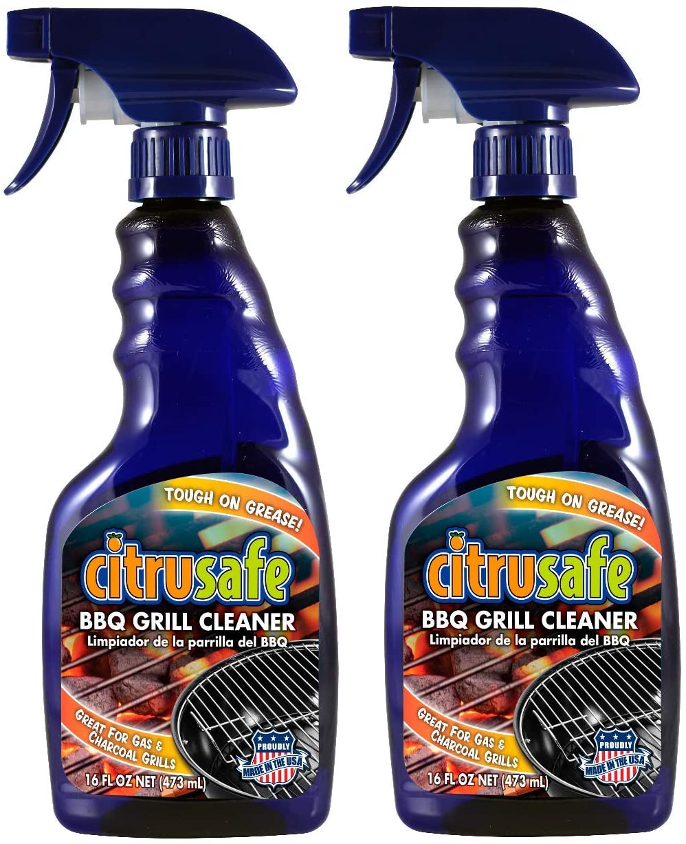 CitruSafe 16 Fl Oz BBQ Grill Cleaner Two Pack (32 Fl Oz Total) - Cleans Burnt Food and Grease from Grill Grates - Great for Gas and Charcoal Grills