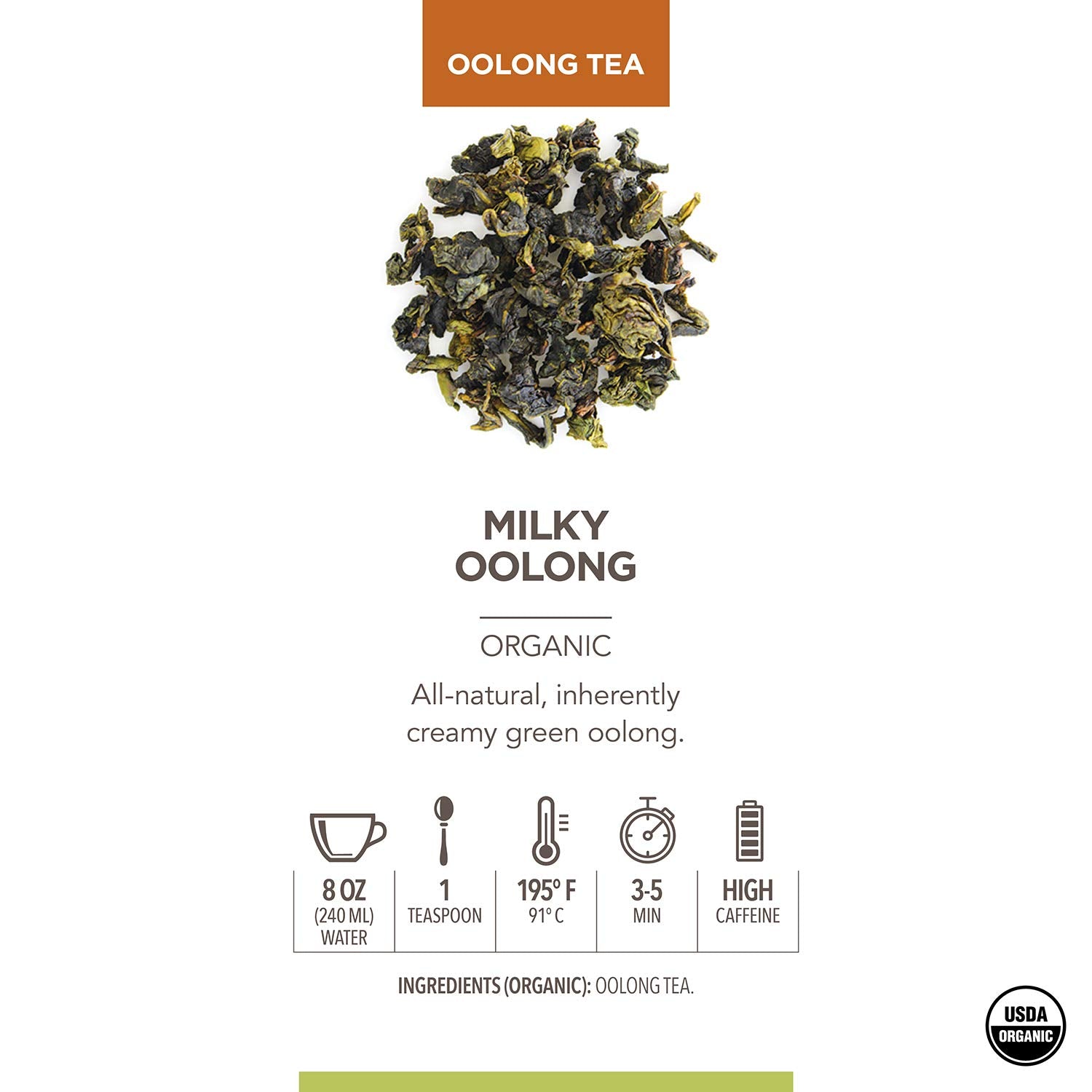 Teabloom Organic Oolong Tea, Milky Oolong Loose Leaf Tea, Rolled Leaves Famous for its Milky Taste and Silky Texture, USDA Organic, Rare Single-Origin Tea in Reusable Gift Canister, 3.53 oz/100 g Canister Makes 35-50 Cups