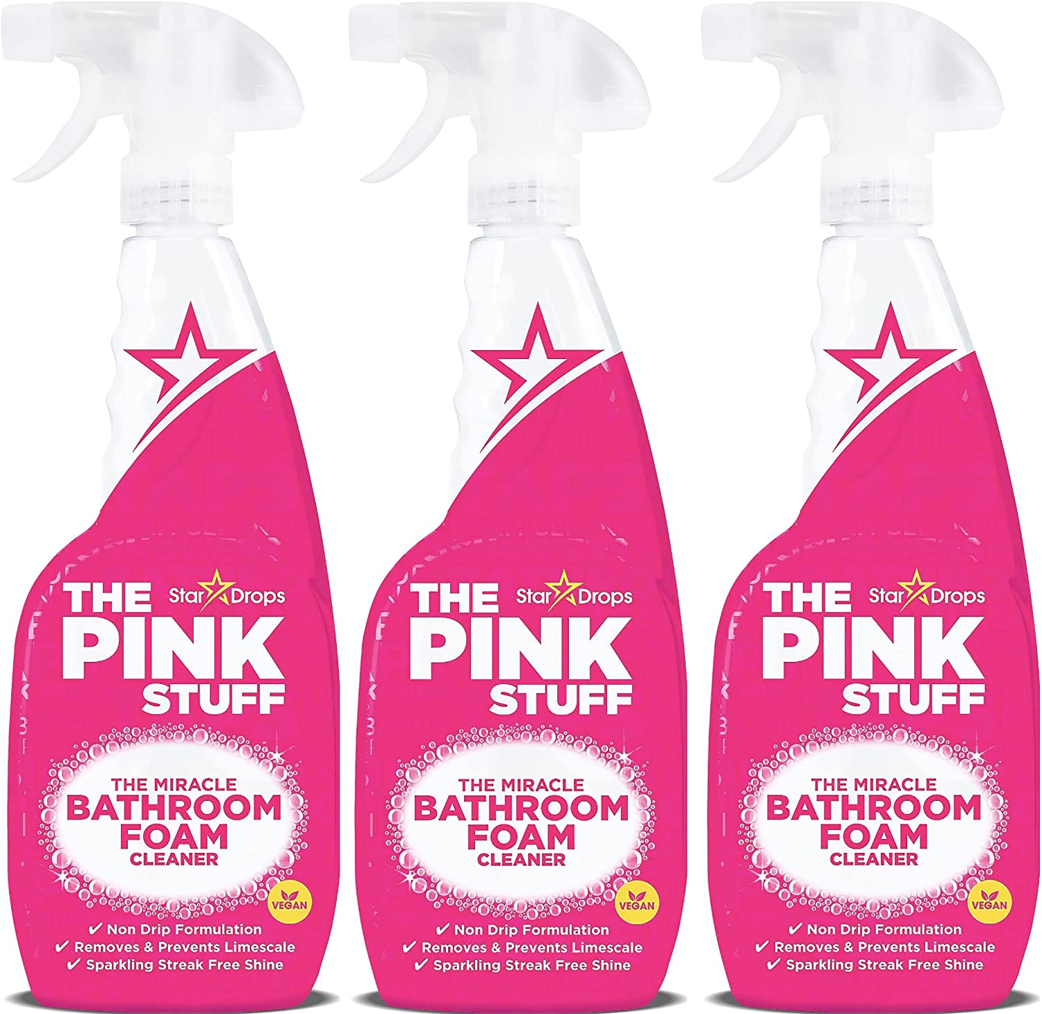 Stardrops - The Pink Stuff - The Miracle Bathroom Foam Cleaner 750ml 3-Pack Bundle (3 Bathroom Foam Spray)