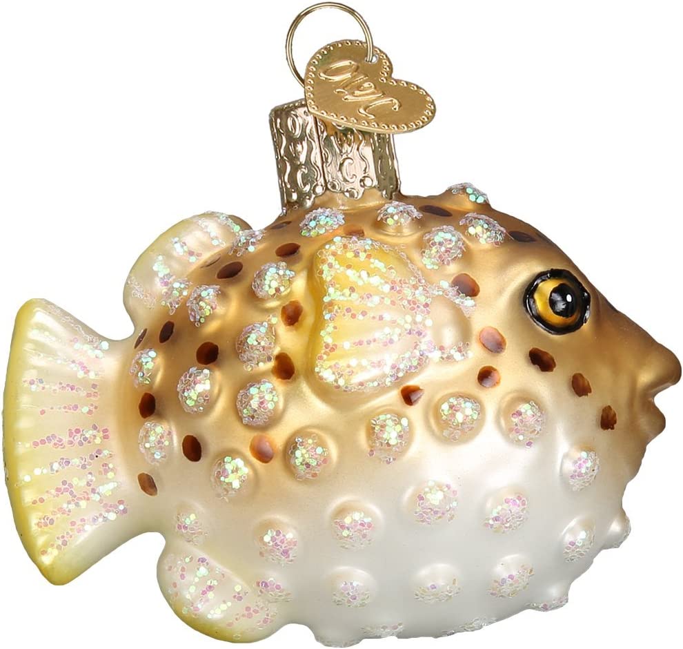 Old World Christmas Fish Collection Glass Blown Ornaments for Christmas Tree Pufferfish
