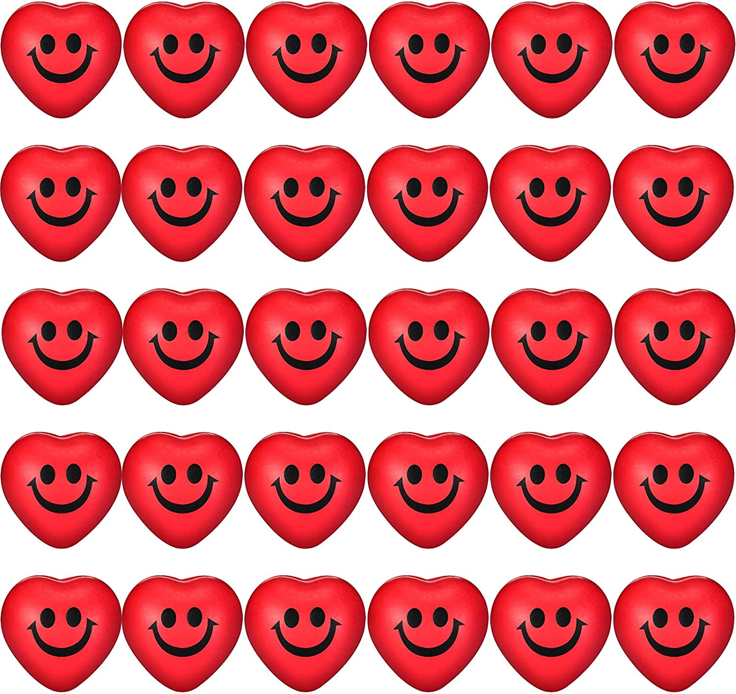 30 Pieces Heart Smile Funny Face Stress Balls, Mini Foam Ball, Stress Relief Smile Balls for School Carnival Reward, Valentine Party Bag Gift Fillers