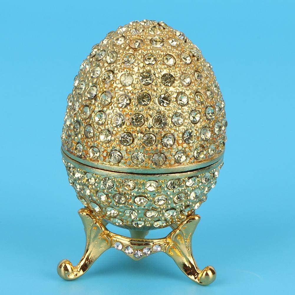 Hand Painted Enameled Vintage Faberge Egg Style Decorative Jewelry Organizer Trinket Box Easter Egg Decoration Gift for Home Decor