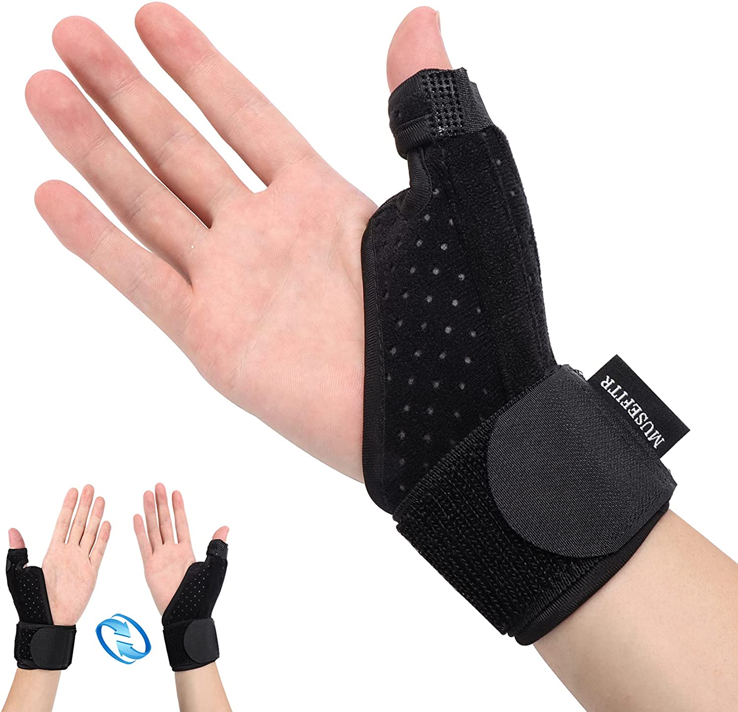 Thumb Splint Brace for Right and Left Hand-Reversible Wrist and Thumb Brace Support for Trigger Thumb, Arthritis, Tendonitis,Thumb Tenosynovitis, Sprained Thumb-Universal Size for Women and Men