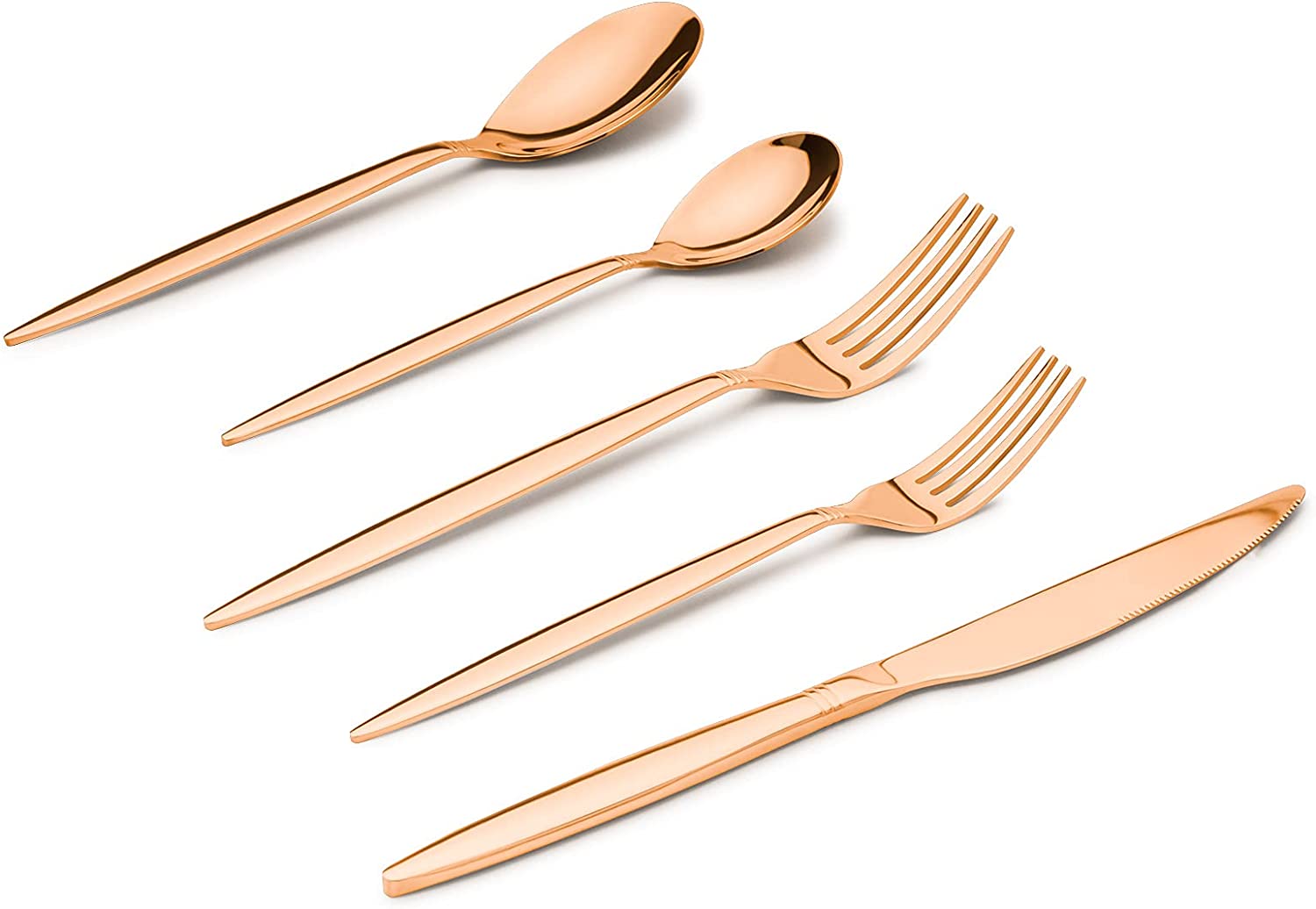 SANTUO 20 Piece Silverware Set for 4, Dinning Stainless Steel Flatware Set, 20pcs Lunch Tableware Cutlery Set, Dinner Mirror Polished Utensils, Include Knife Fork Spoon for Home (Rose Gold)