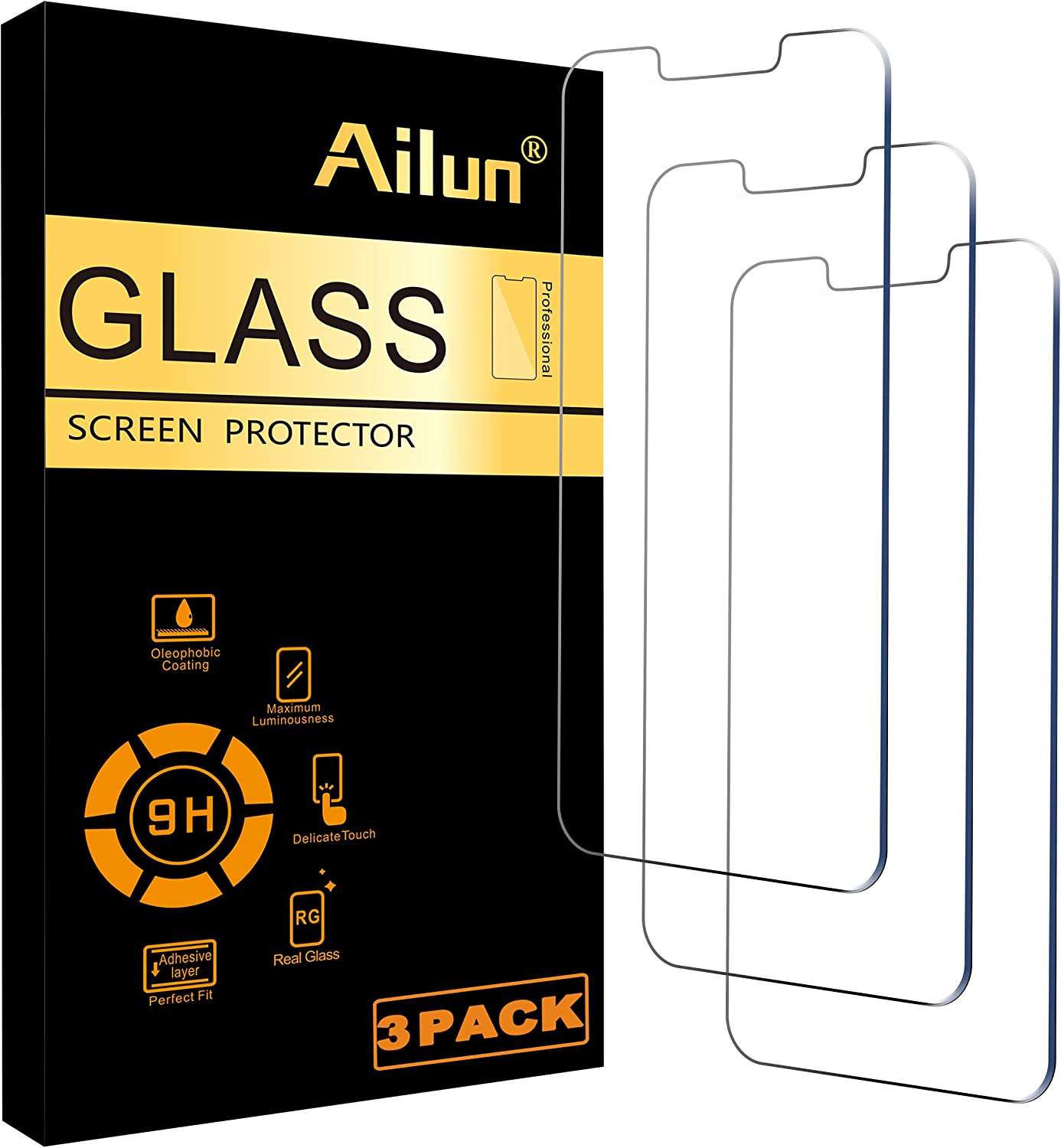 Ailun Glass Screen Protector for iPhone 14 Plus/iPhone 13 Pro Max [6.7 Inch Display], 3 Pack Case Friendly Tempered Glass