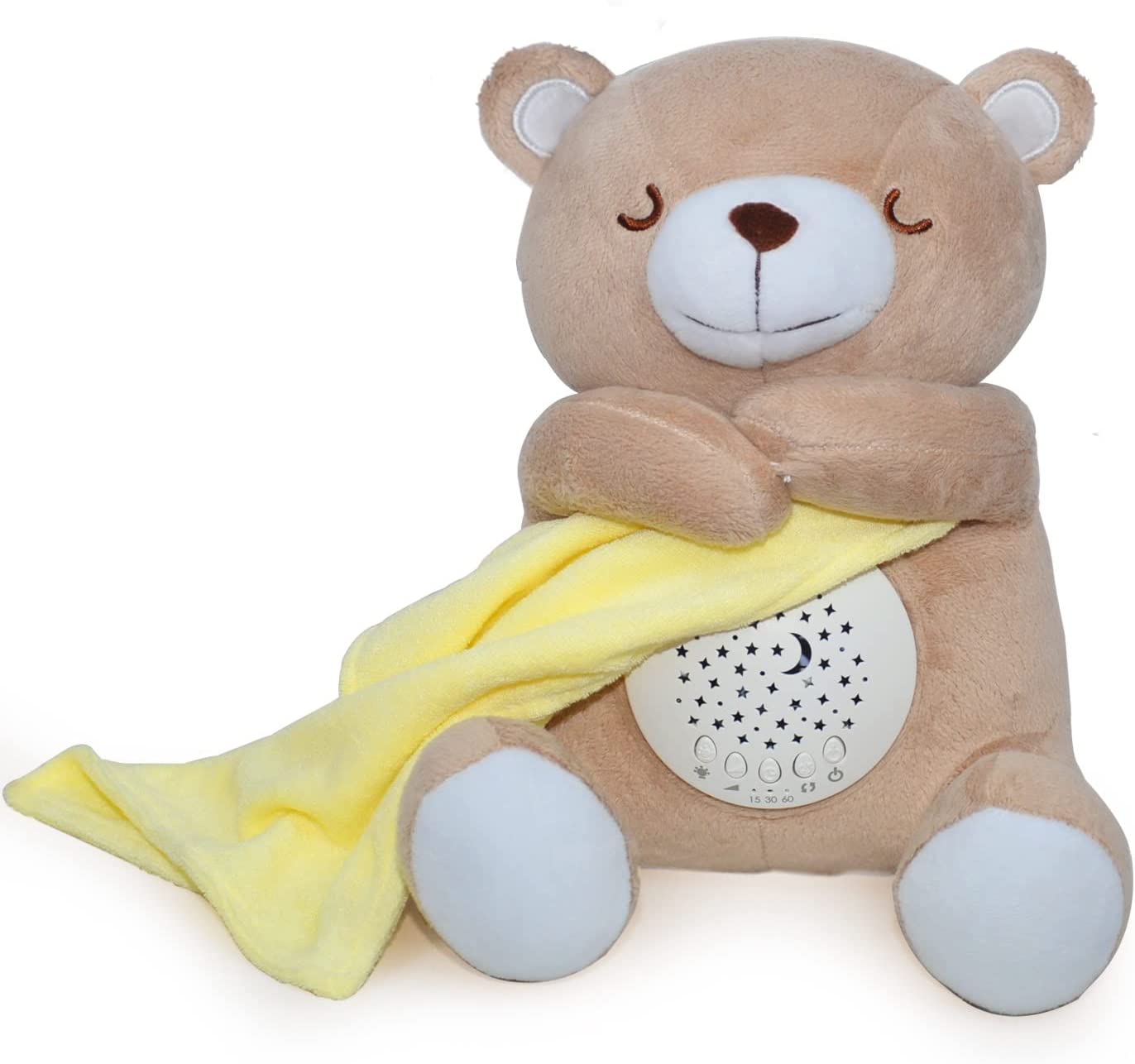 Baby Sound Soother, Cry Activated Sensor Projector Night Light Sleep Aid Soother,15 Lullabies or White Noise Sound Machine Toy Bear, Unique Boy Baby or Girl Baby Gifts