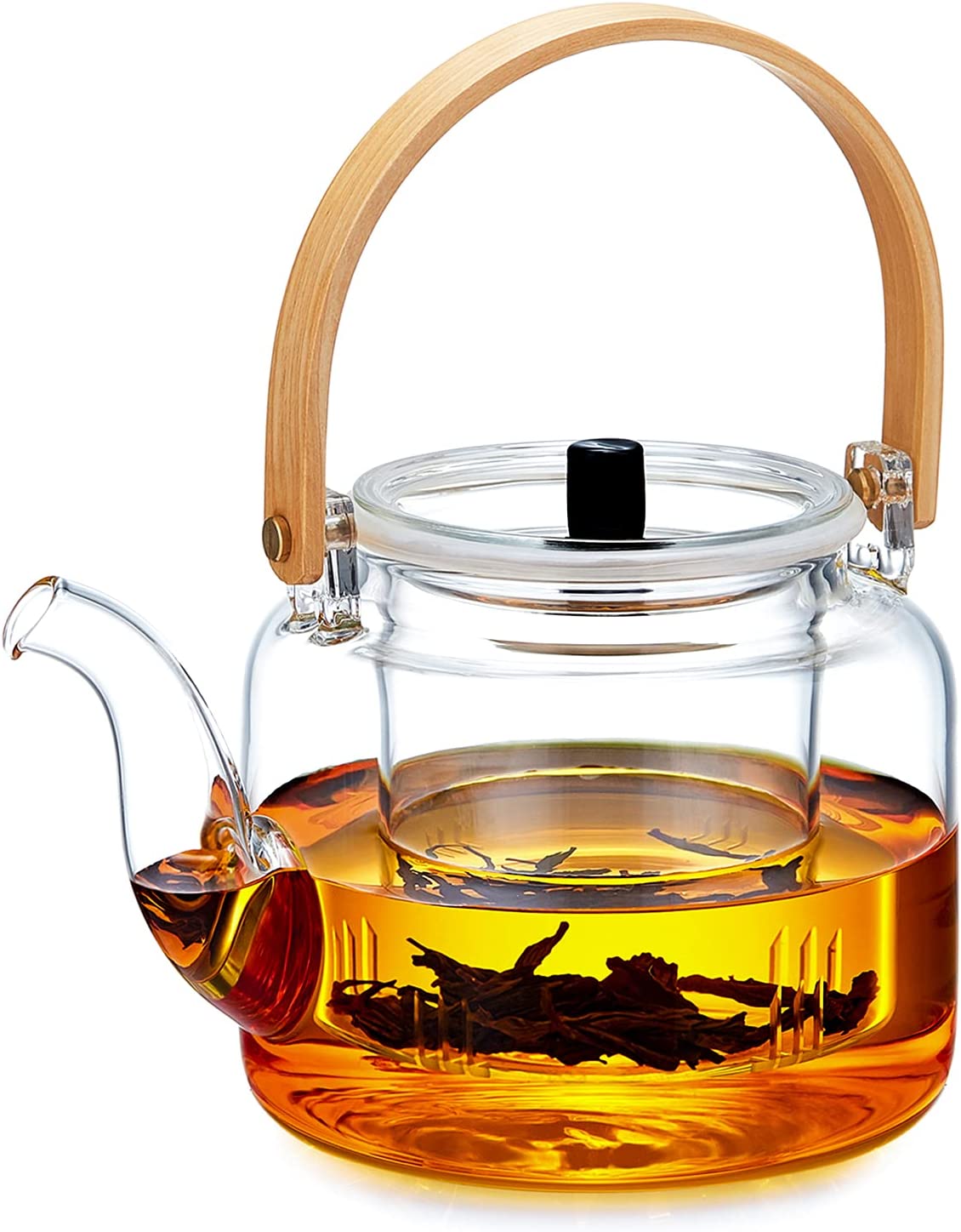 Glass Teapot,1000ml/34oz Borosilicate Glass Teapot with Removable Infuser, Stovetop Safe Tea Kettle,Blooming and Loose Leaf Tea Maker