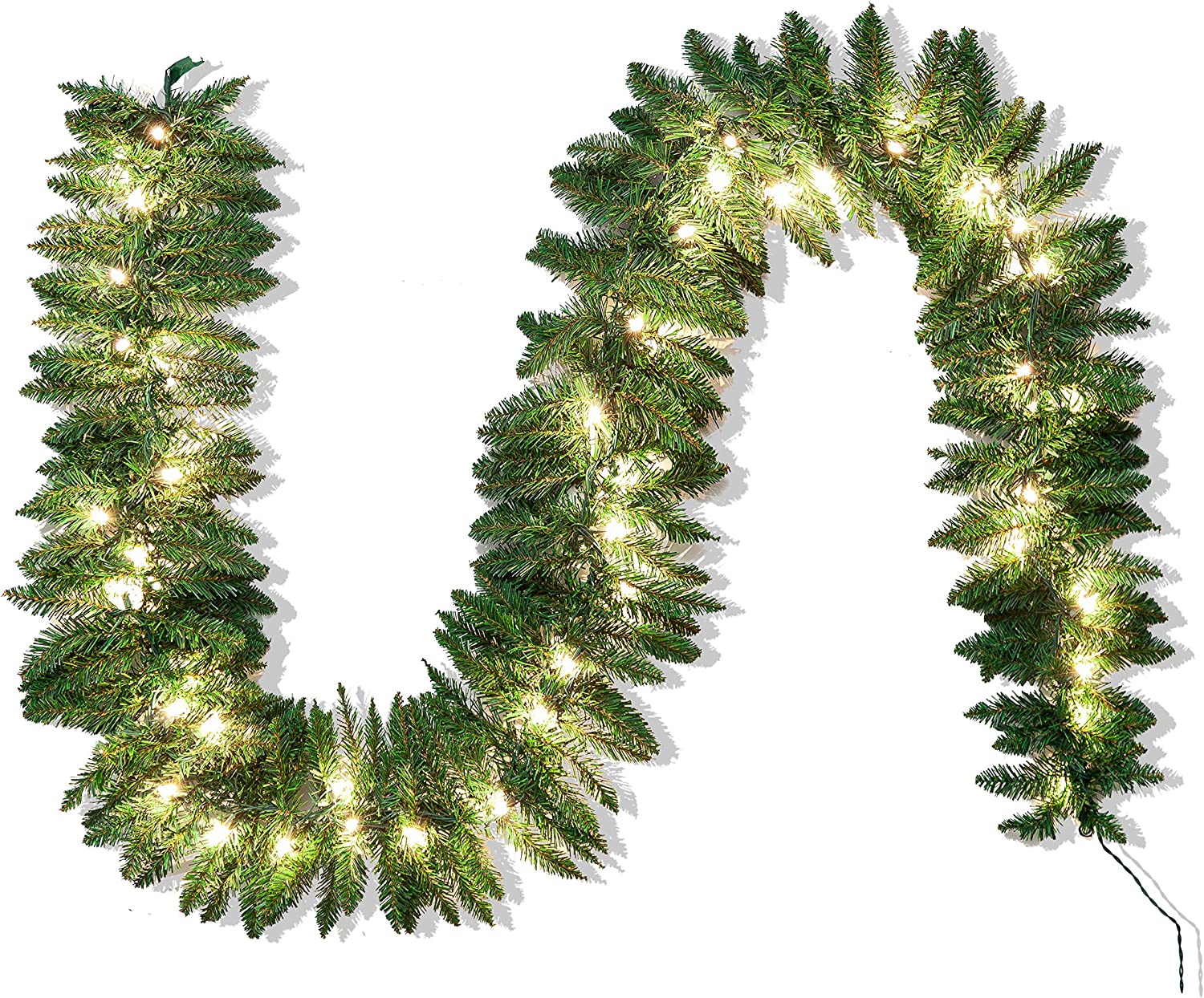 9Ft Artificial Christmas Garland Prelit with 50 Count Light, Plug in Lighted for Home & Office Christmas Decorations