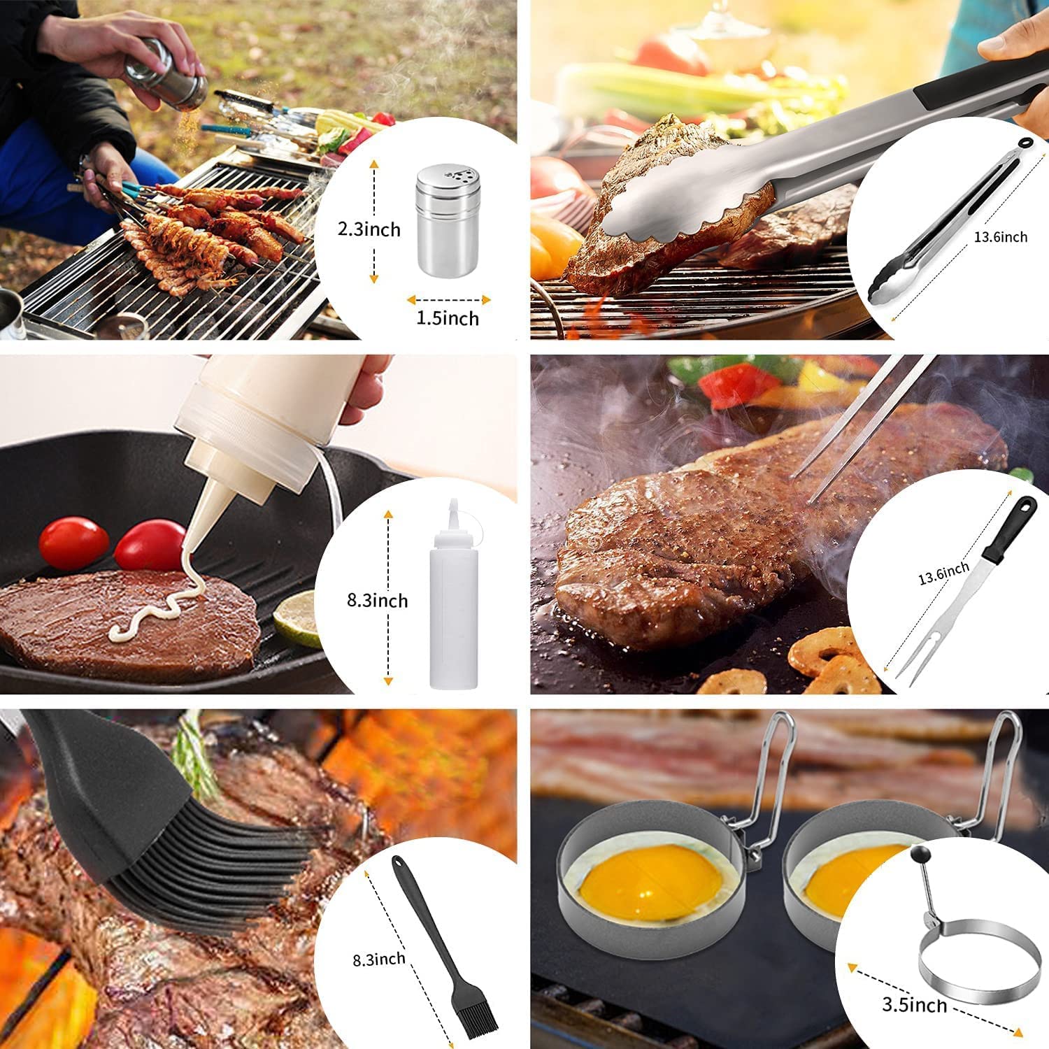 Outdoor Blackstone Grill Griddle Spatula Accessories Kits,16Pcs Flattop Grill Griddle Accessories Sets for Blackstone Camp Chef, BBQ Grill Spatula Griddle Kits for Outdoor Camping