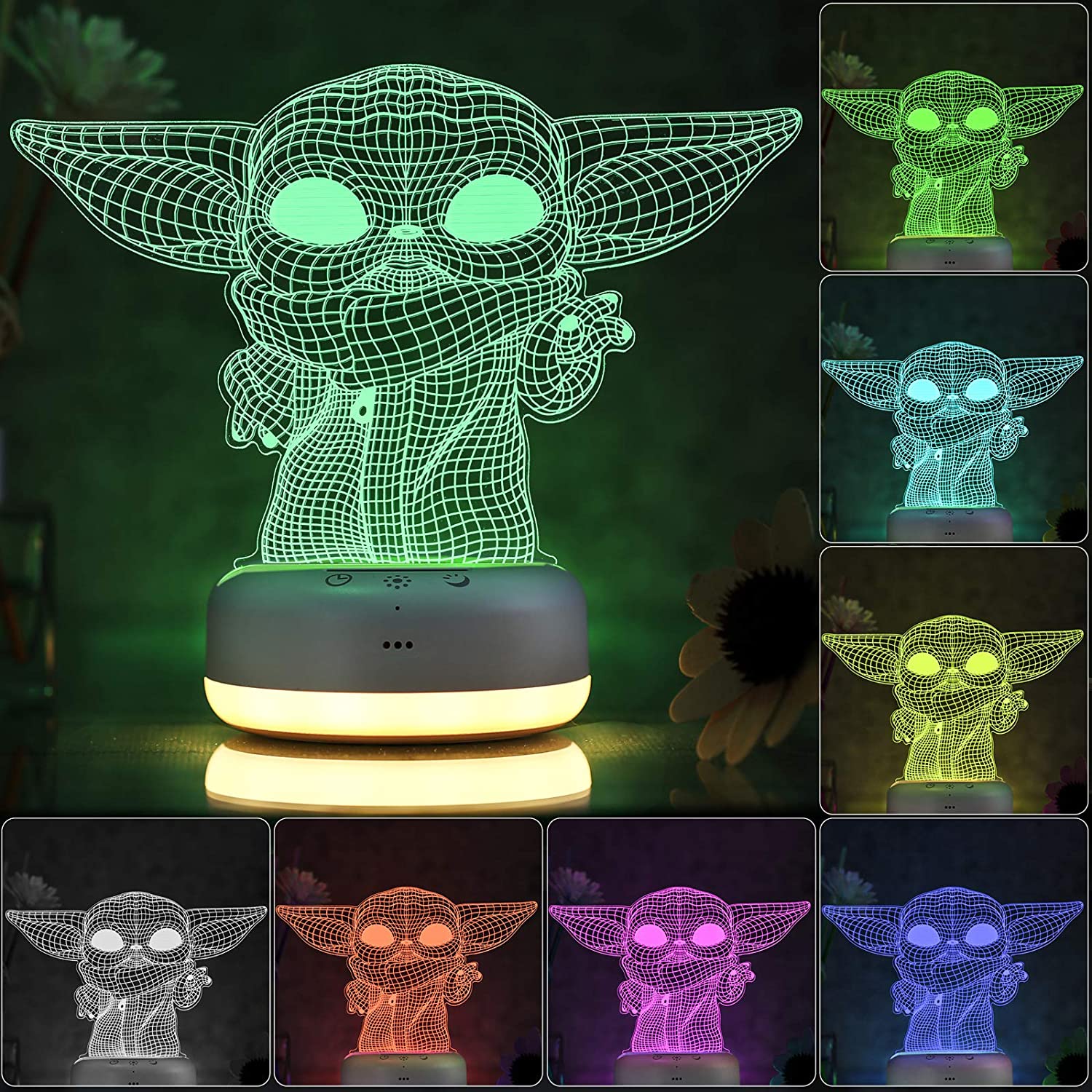 3D Star Wars Night Light for Kids - 3 Patterns & 16 Color Change Decor Lamp with Timer, Remote Control & Touch - Baby Yoda Toys for Boys, Girls- Birthday & Christmas Gifts for Kids and Star Wars Fans