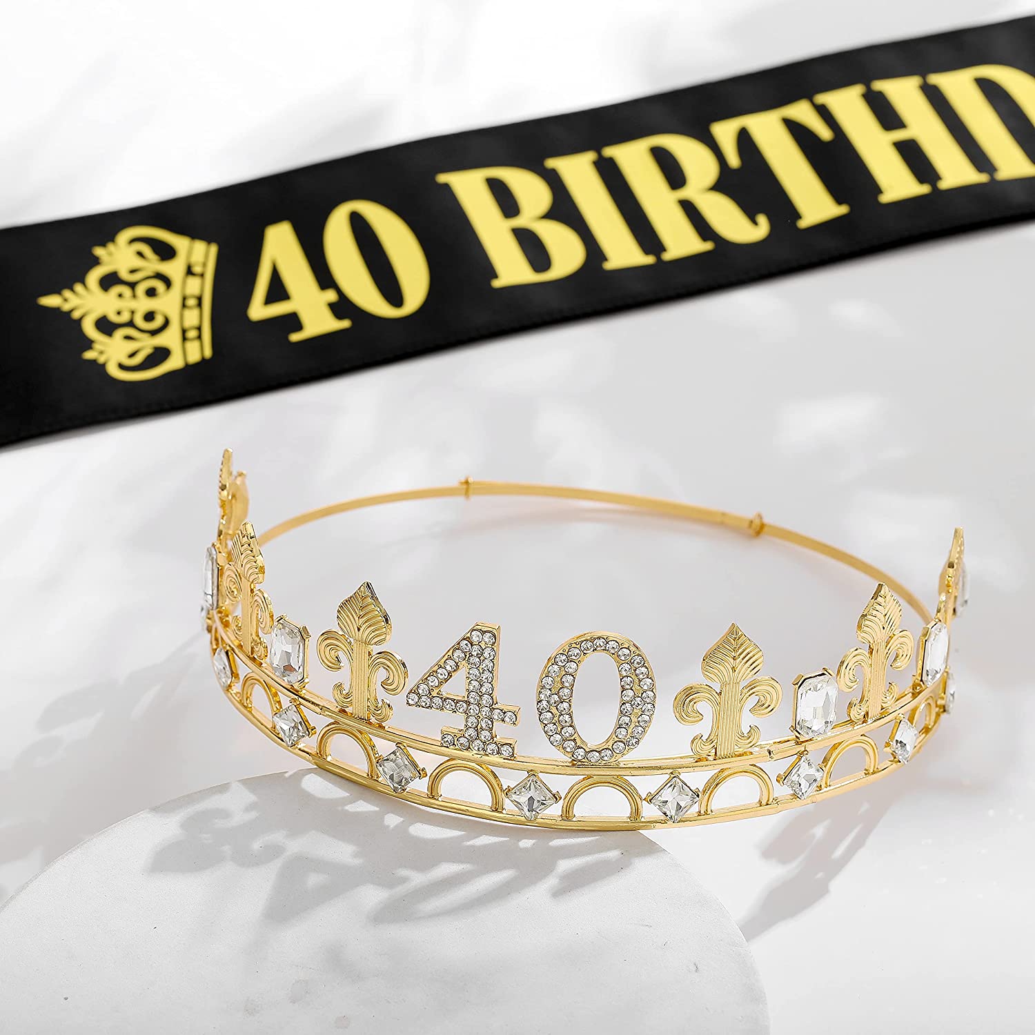 40th Birthday Crown and Birthday King Sash,40th Birthday Gifts for Men,Birthday Gift Idea for Him, Husband, Father, Brother Friends Party Favors.40th Birthday Decorations