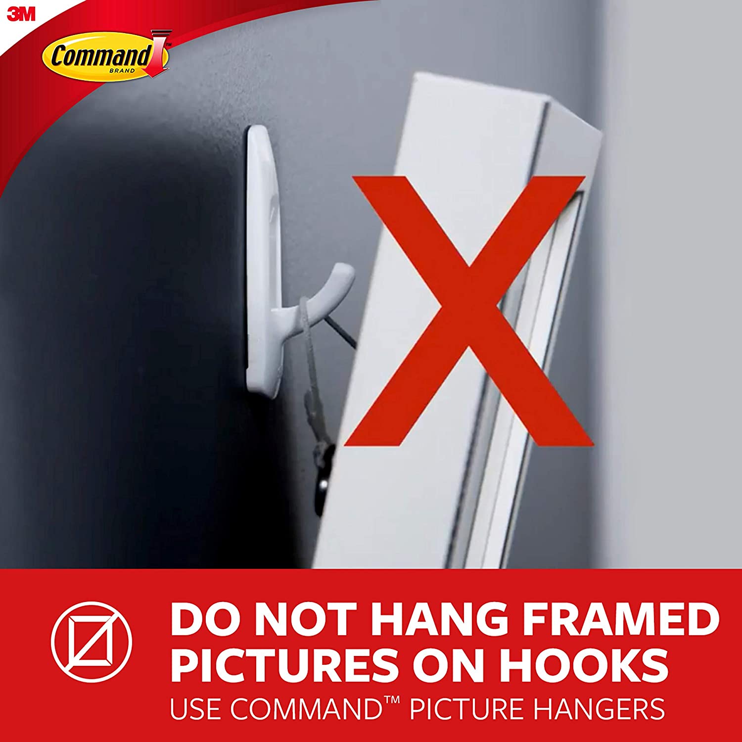 Command Medium Modern Metal Hook, 1-Hook, 2-Strips, Decorate Damage-Free