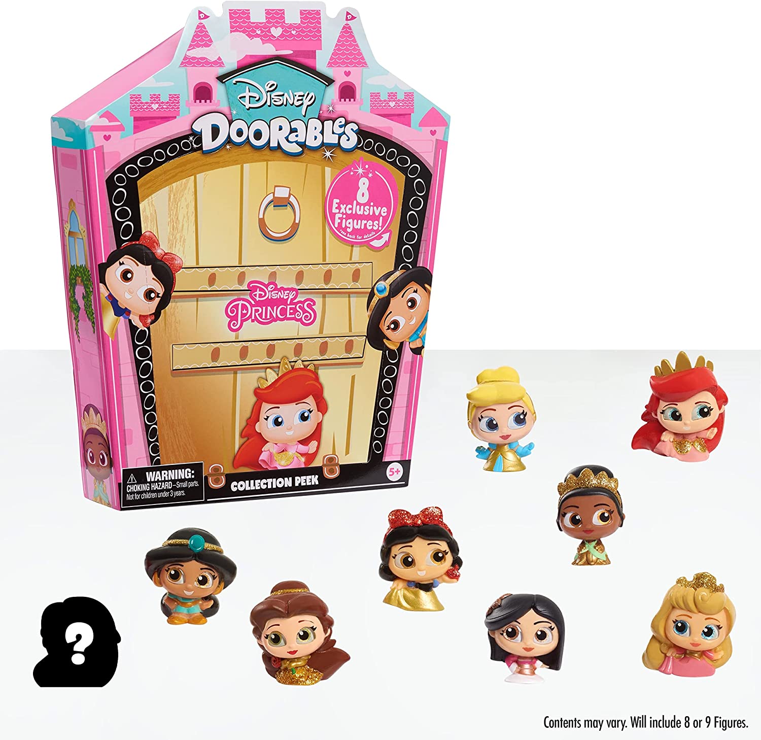 Disney Doorables Glitter and Gold Princess Collection Peek, Includes 8 Exclusive Mini Figures, Styles May Vary, by Just Play