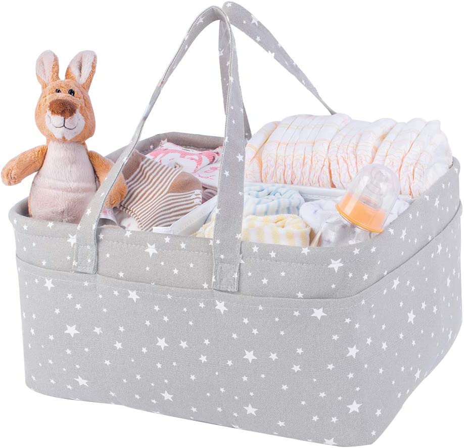 Baby Diaper Caddy Organizer Storage Basket for Girl Boy Shower Gifts Portable Large Nursery Holder Tote for Changing Table or Car Newborn Essentials Baby Registry Must Haves Item
