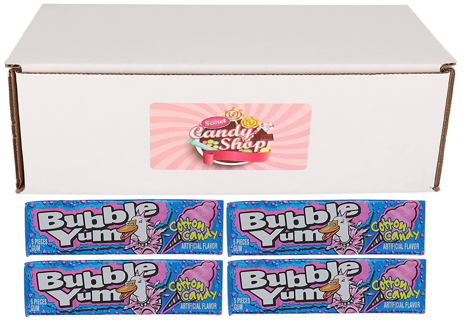 BUBBLE YUM Bubble Gum (Cotton Candy) (Pack of 4. Total 20 Gum Pieces)