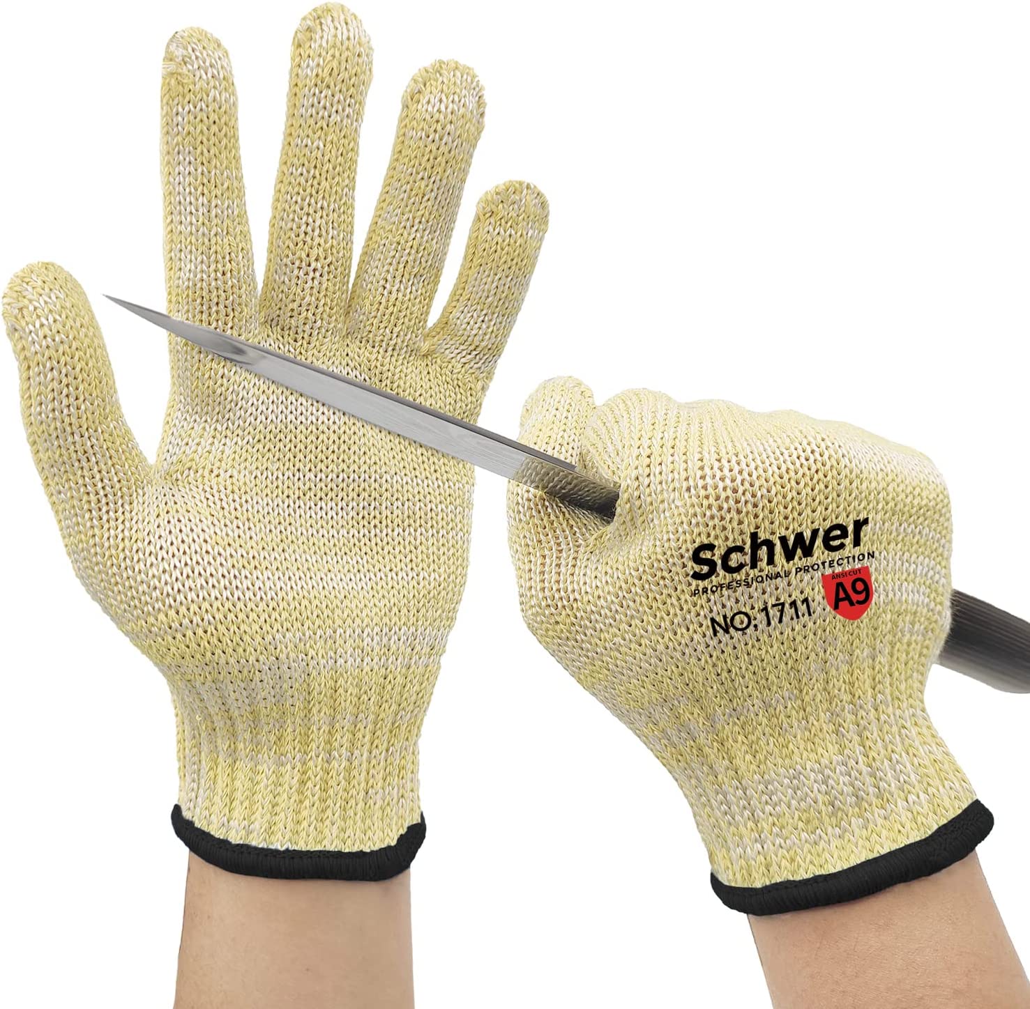 Schwer Level A9 Cut Resistant Gloves Construction Cut Gloves with Fireproof Aramid Fiber for Safety Work, HVAC, Warehouse, Lumber, Metal Detecting, Glass Handling, Wood Carving?XL?