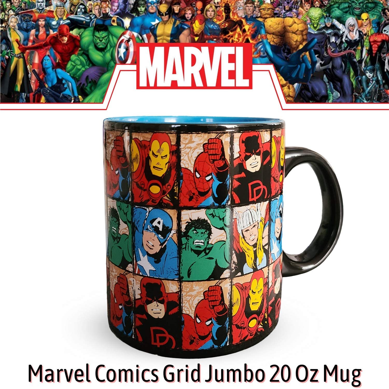 Silver Buffalo Marvel Avengers Comics Grid Jumbo Ceramic Coffee Mug, 20-Ounces
