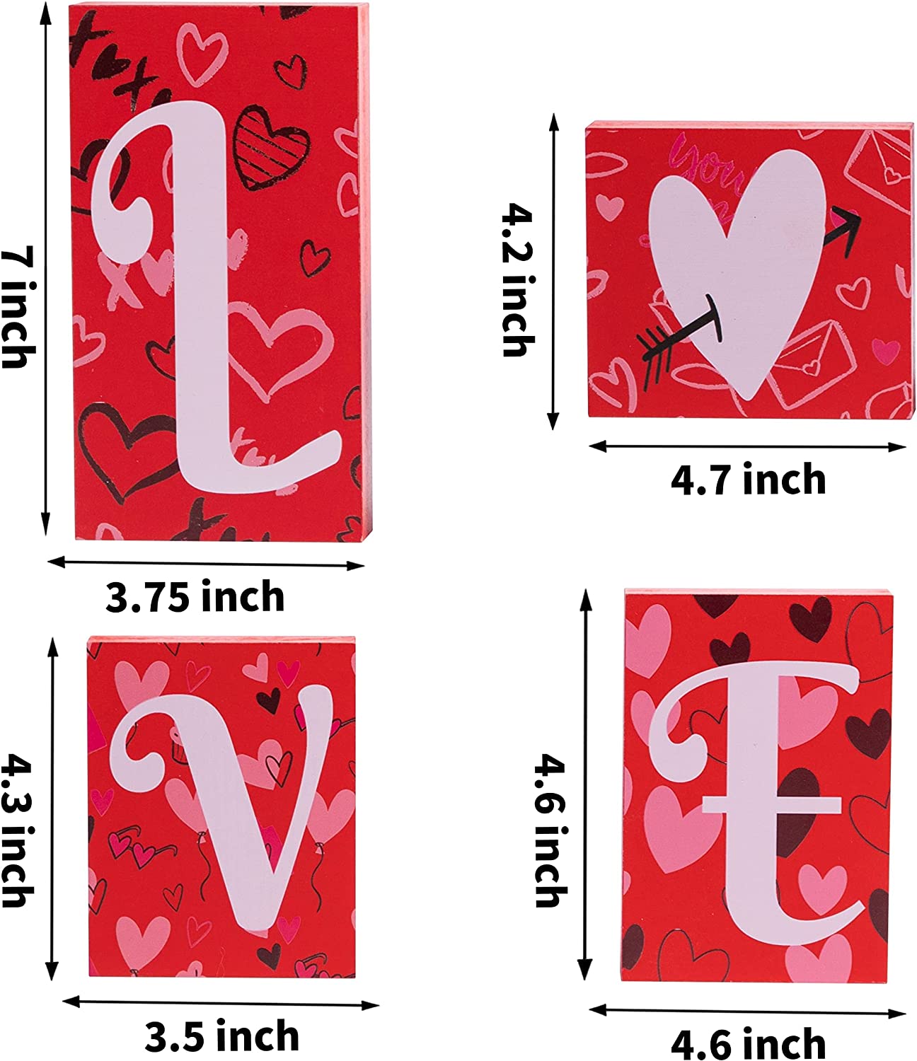 JOYIN Valentines Day Table Decoration LOVE Wooden Blocks Love Signs, Home Decoration LOVE Letter Signs, Freestanding Table Sign Home Accent for Girlfriend Wife Party Wedding Birthday Graduation Decor (Red)