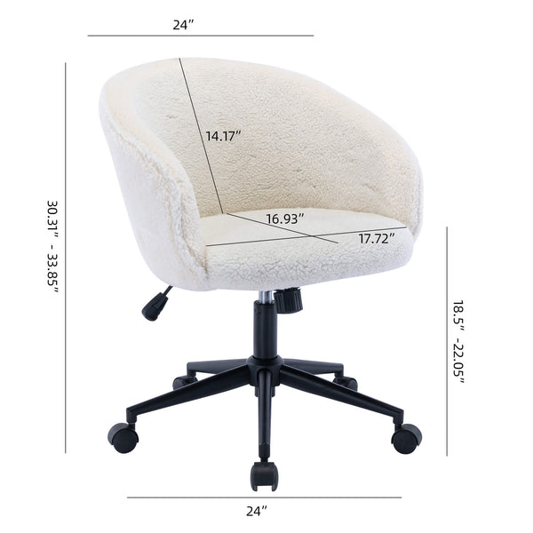 Kyra Rolling Home Office Computer Desk Chair Wool Cover Steel Stand with Wheels | Lemroe