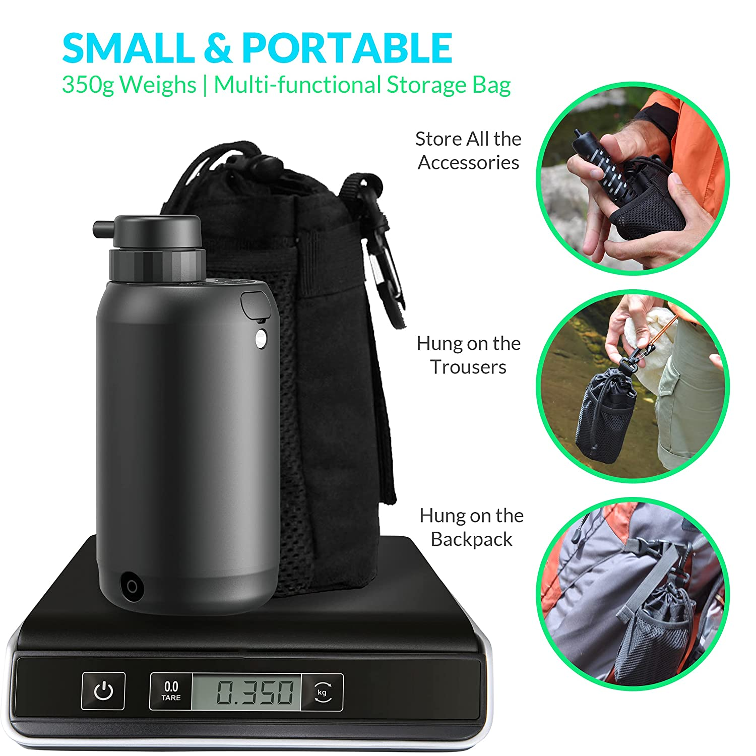 Electric Portable Camping Water Filter 0.01 Micron 5-Stage Filter with Emergency Lighting Suitable Survival Emergency Water for Hurricane, Storm, Outages, Outdoor Purifier BK2000 BKLES