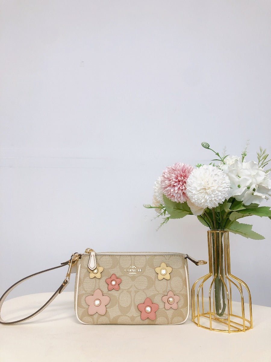 Coach CH619 Nolita 19 In Signature Canvas With Floral Applique IN Light Khaki Multi