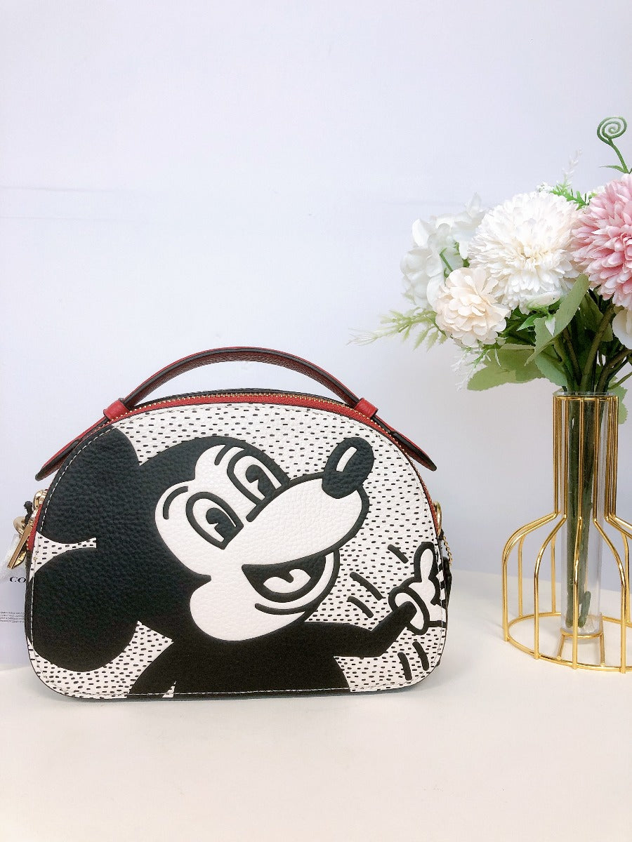 Coach C7234 Disney Mickey Mouse X Keith Haring Serena Satchel In Gold/Chalk Mult