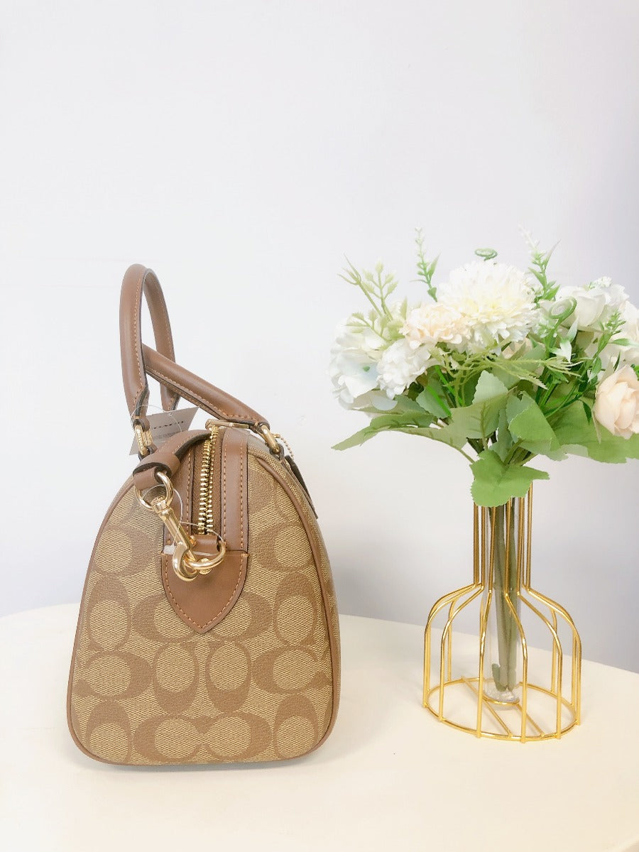 Coach CH280 Rowan Satchel In Signature Canvas IN Khaki Saddle 2