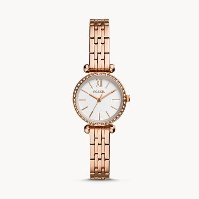 Fossil BQ3502 Tillie Mini Three-Hand Rose Gold-Tone Stainless Steel Watch