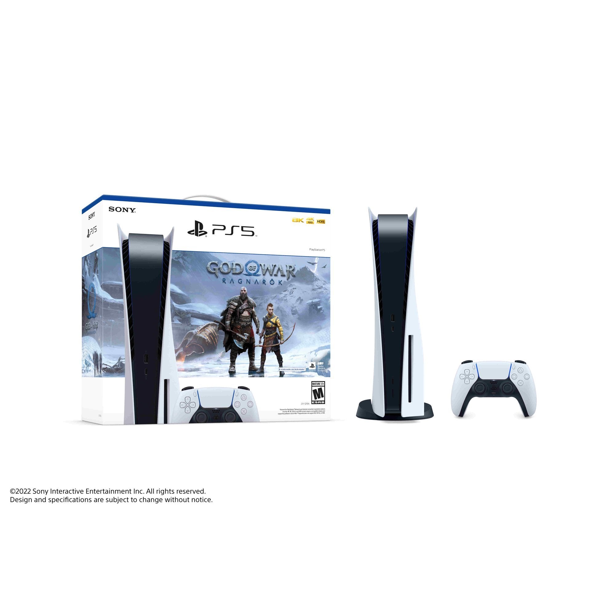 PlayStation 5 Disc Edition God of War Ragnarok Bundle with AC Valhalla and Mytrix Controller Charger