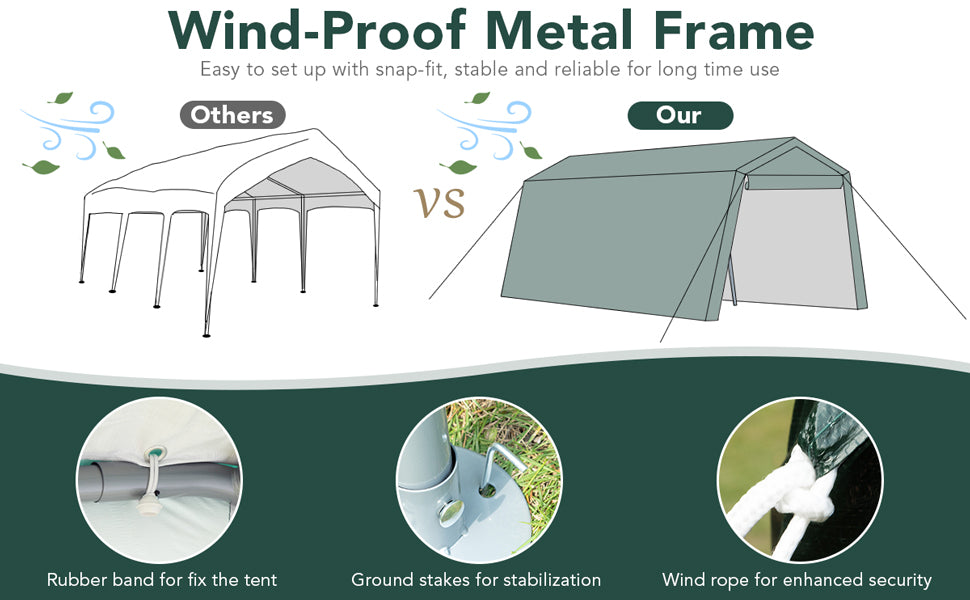 8 x 14 Ft Outdoor Patio Heavy Duty Enclosed Carport Shed Storage Shelter Garage Tent Car Canopy with Sidewalls