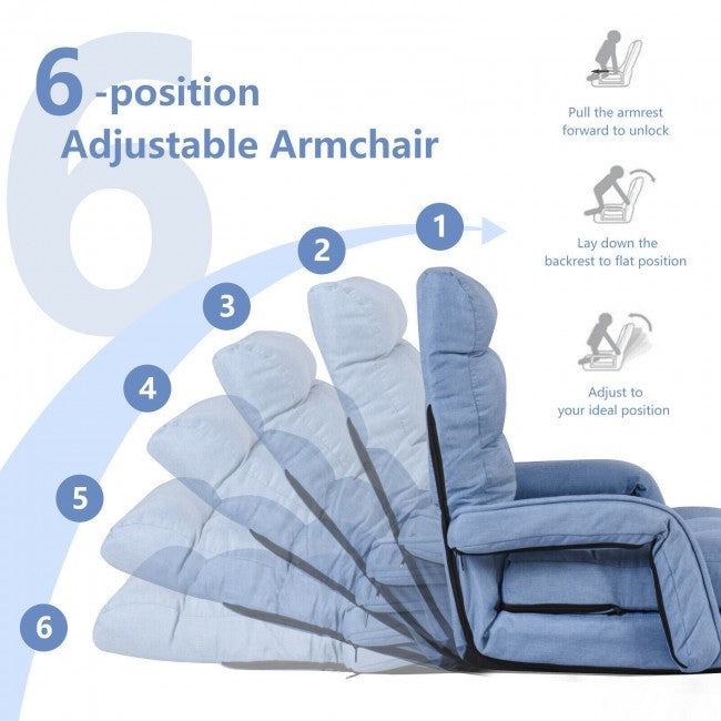 5 Adjustable Position Folding Massage Lazy Sofa Sleeper Chair with Armrests Pillow