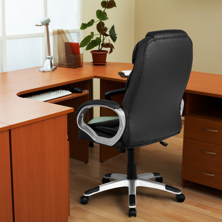 Chairliving 330 lbs Ergonomic Leather Office Chair High Back Adjustable Computer Desk Chair with Rocking Function