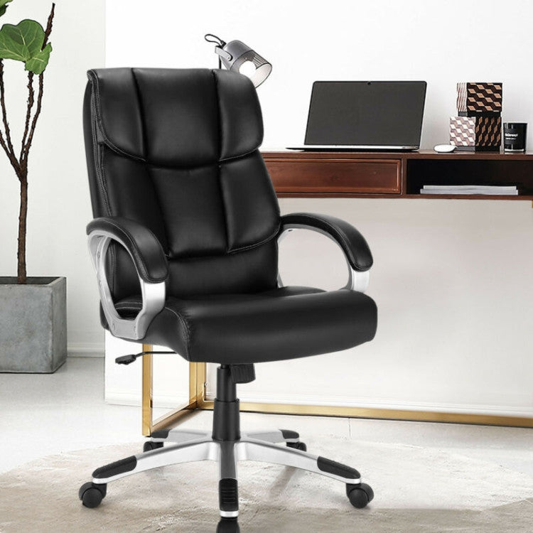 Chairliving 350 lbs Big and Tall Leather Office Chair Executive Computer Desk Chair with Adjustable Seat Height and Rocking Backrest