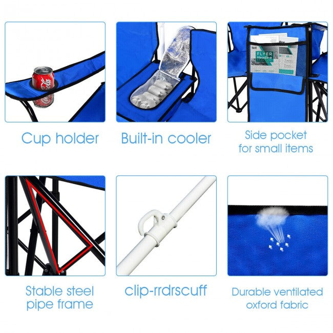 2 Pcs Portable Folding Picnic Chairs With Umbrella